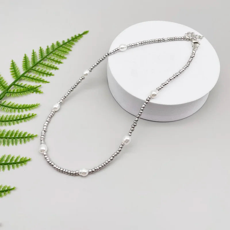 Pearl Silver Beads Necklace